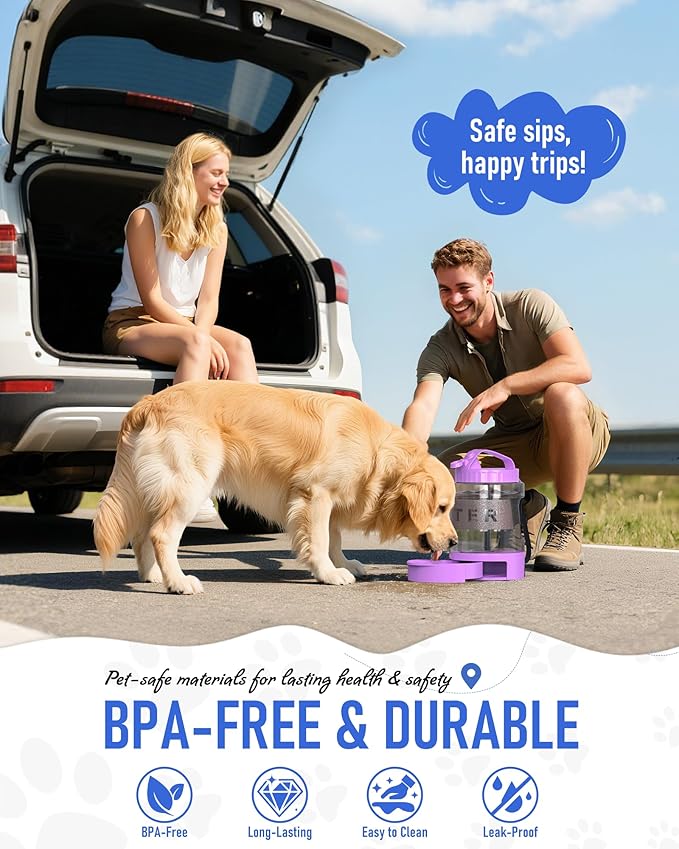 77oz Dog Travel Water Bottle, Large Portable Dog Water Bowl Dispenser, - Image 4
