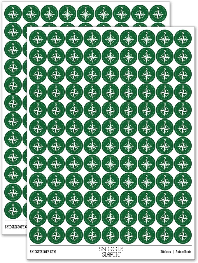 Compass Rose Nautical Star Navigation Map 200+ Round Stickers by Sniggle+Sloth