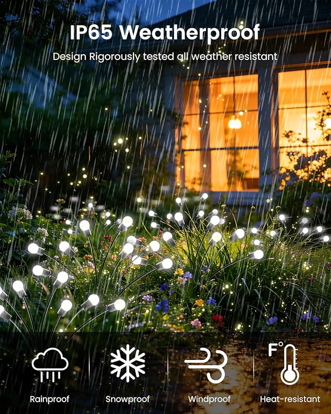 OZS 6 Pack Total 48 LED Solar Firefly Lights Fairy Outdoor - Image 6