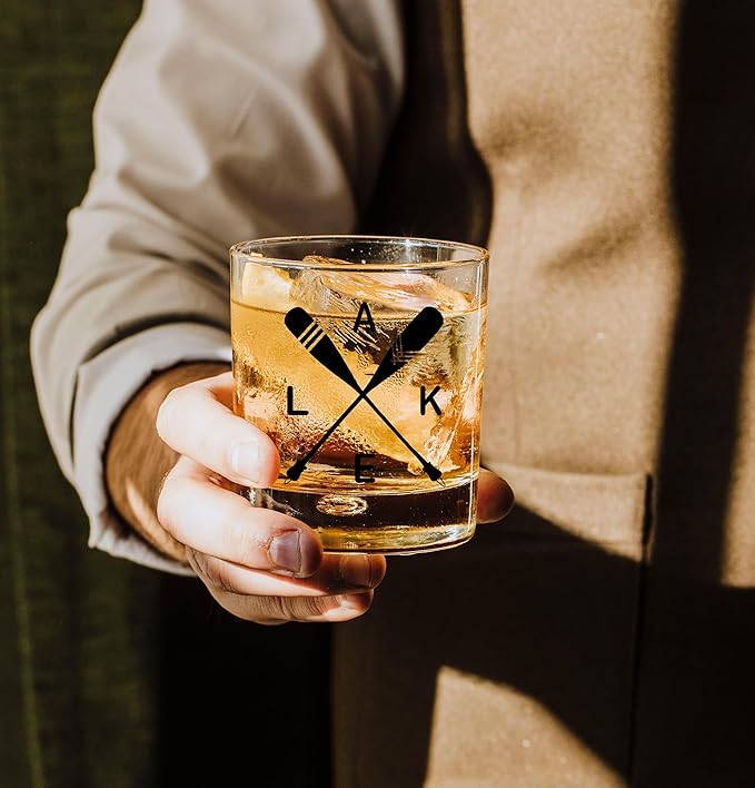 Nogrit Lake House Decor Whiskey Glasses 10 Oz, Beach Wine Old Fashioned Rocks - Image 4