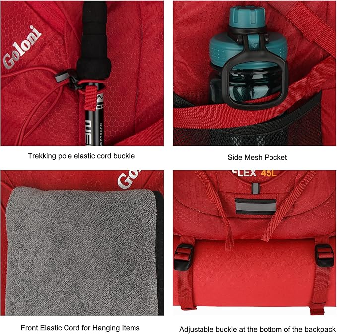 Goloni 45L Hiking Backpack Lightweight Foldable, Waterproof Camping Backpack - Image 7