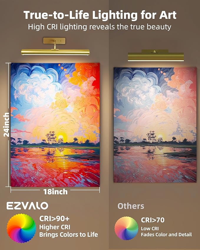EZVALO Picture Lights for Wall, 6000mAh Rechargeable Battery 16″ Painting Light - Image 7