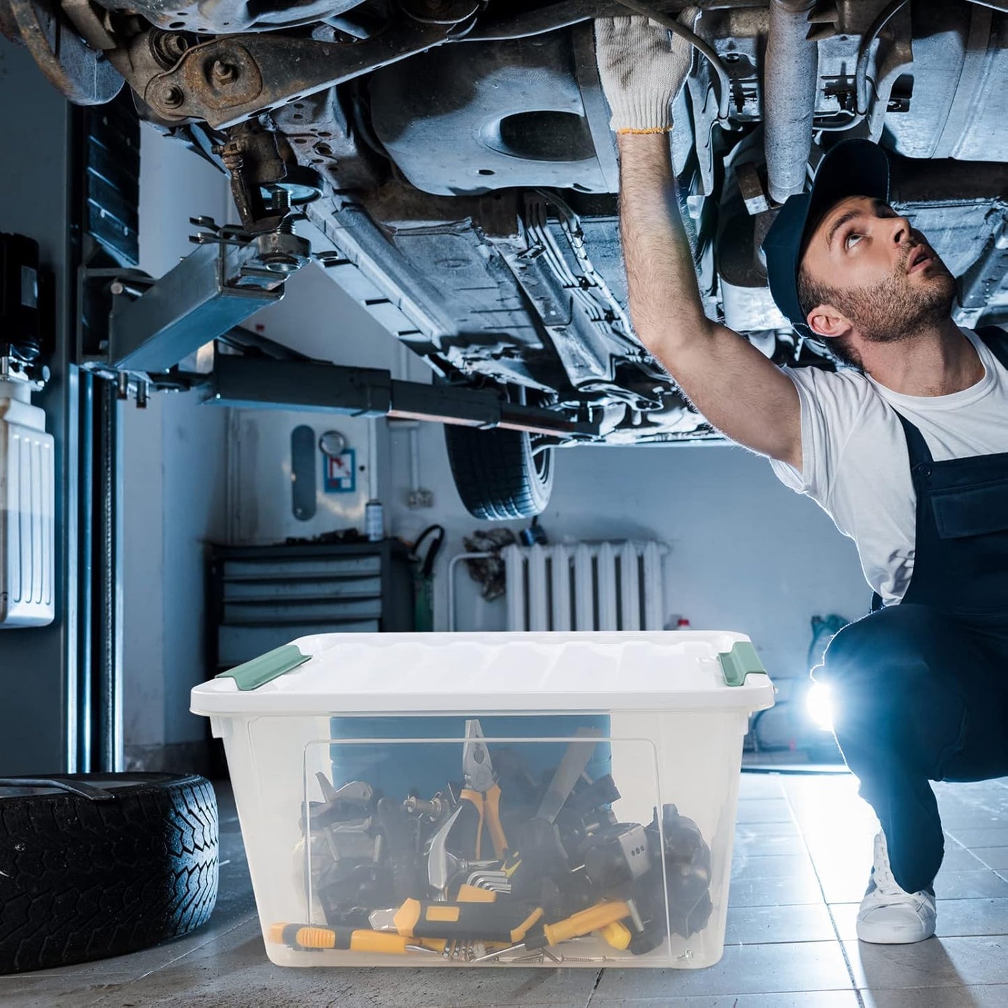 6-Pack 35 L Plastic Storage Box, Latch Storage Box with Lids