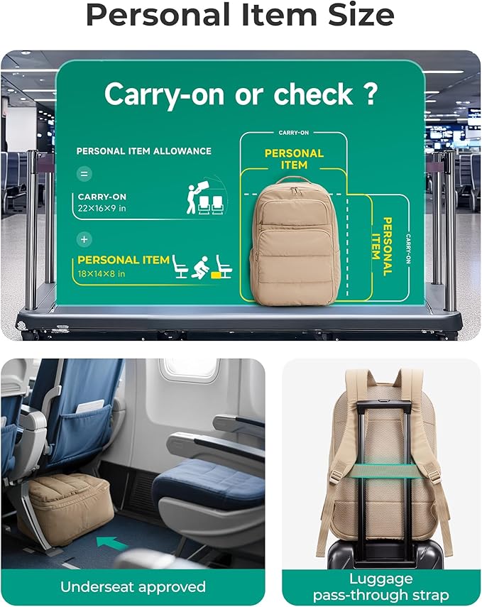 BAGSMART 35L Travel Backpack Women, 17.3 Inch Carry On Backpack Flight Approved - Image 2