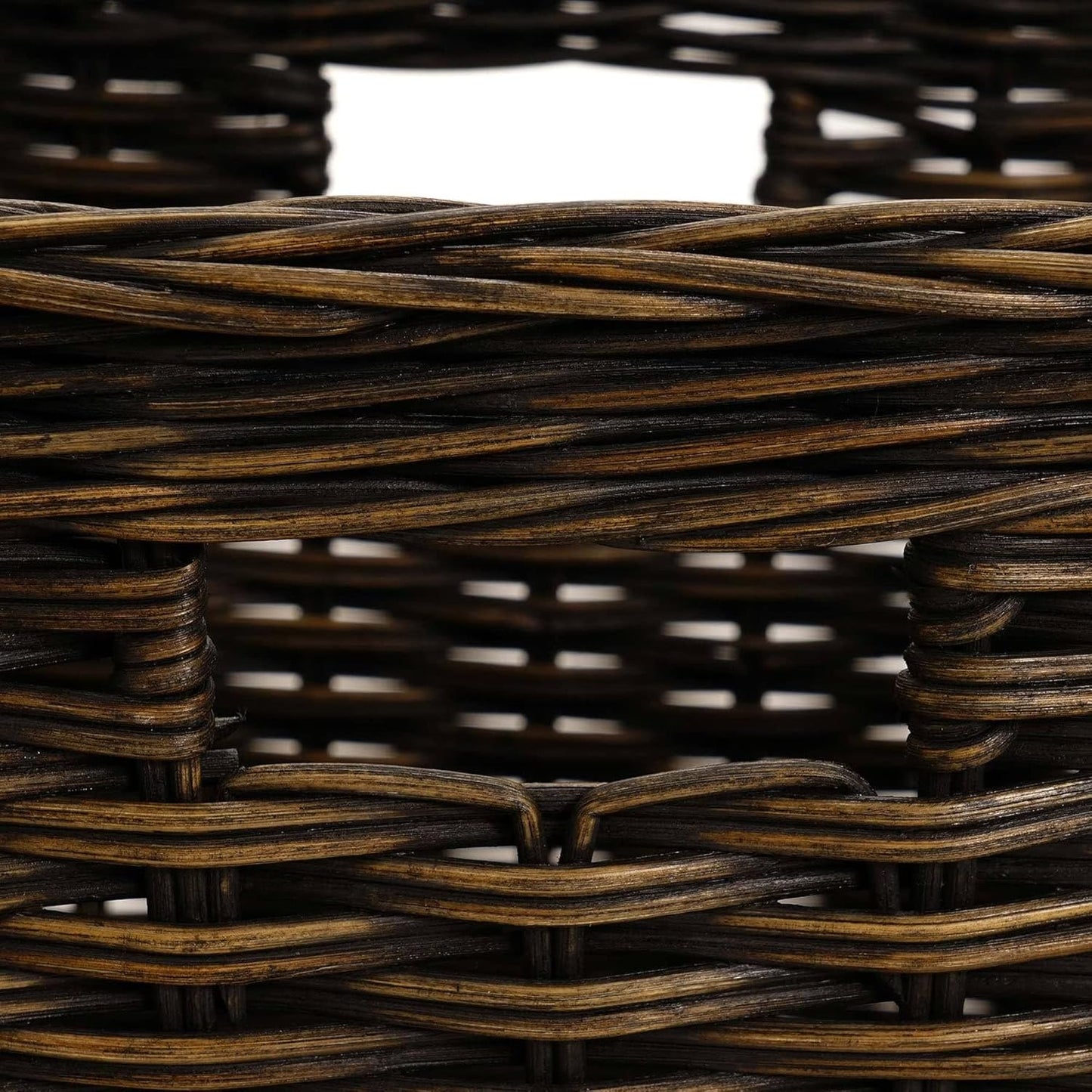 The Basket Lady Tall Rectangular Wicker Storage Basket, Large, 22.5 in L x 16 in W x 12.5 in H, Antique Walnut Brown