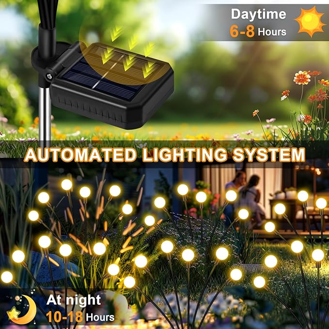 NBQQ Solar Garden Lights Outdoor, Waterproof Solar Powered Lights - Image 6