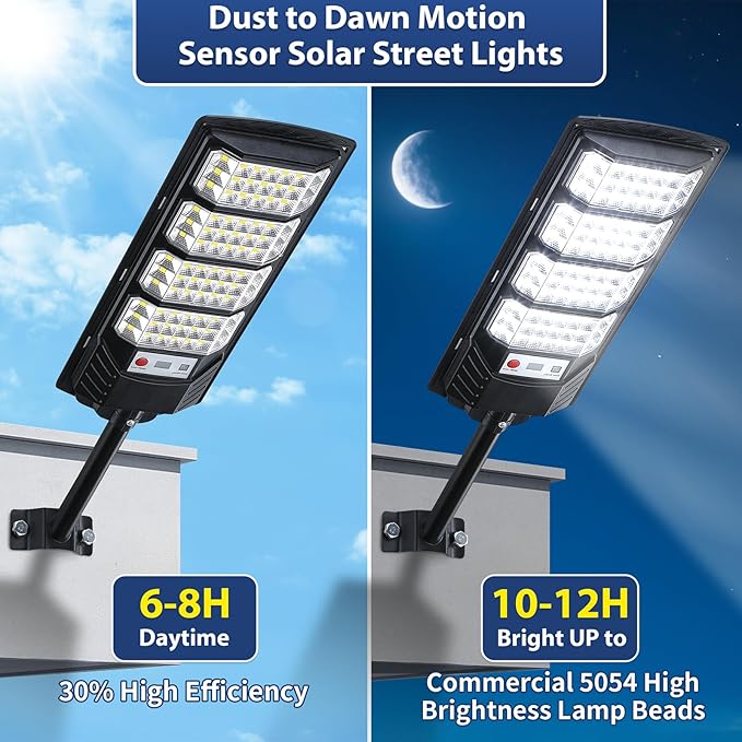 Yusist 2 Pack Solar Street Lights Outdoor Waterproof, 6500K LED Motion Sensor - Image 3