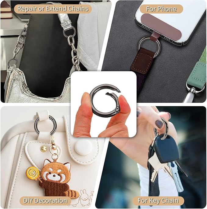 Gkeygo Key Ring Clip, 4/5 Inch Keychain Rings, 8 Pack Round Carabiner Clip - Image 6
