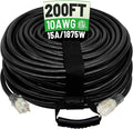 POWGRN 200 Ft 10AWG Black Outdoor Extension Cord Waterproof Heavy Duty 10 Gauge by POWGRN