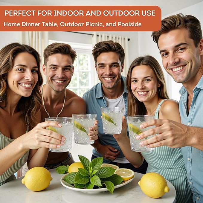 Lily's Home Unbreakable Premium Drinking Glasses Set of 4, Plastic Cups - Image 7