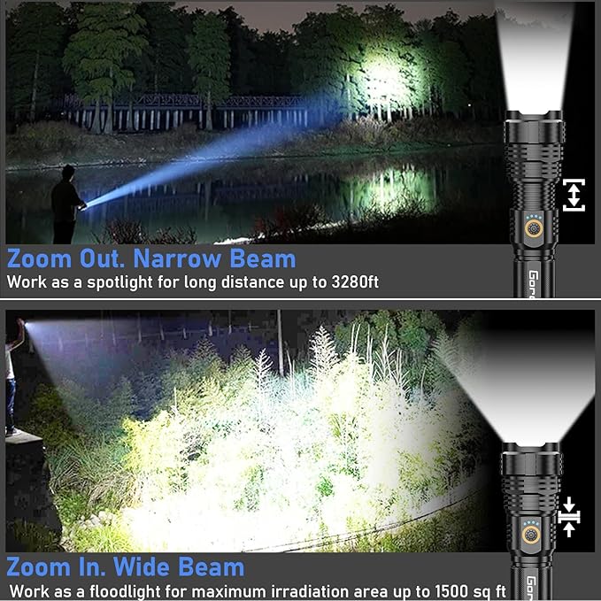 Flashlights LED High Lumens Rechargeable, Goreit 20, 000 Lumens XHP70.2 Super - Image 7
