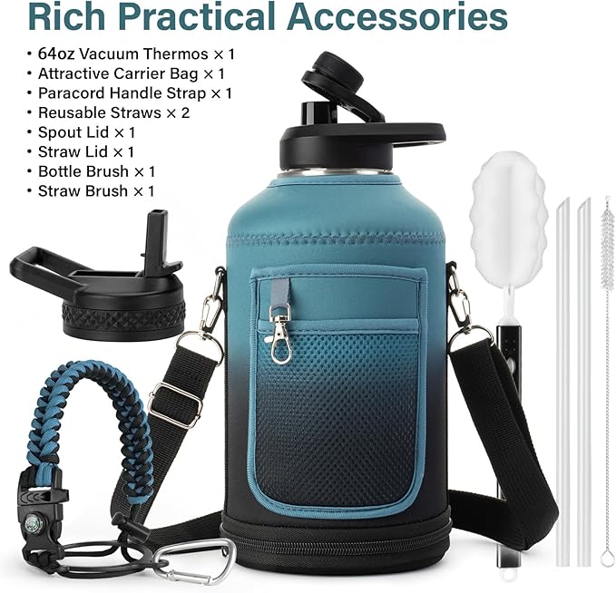 DYSANKY 64 oz Insulated Water Bottle | Thickened Stainless Steel Water Jug - Image 2