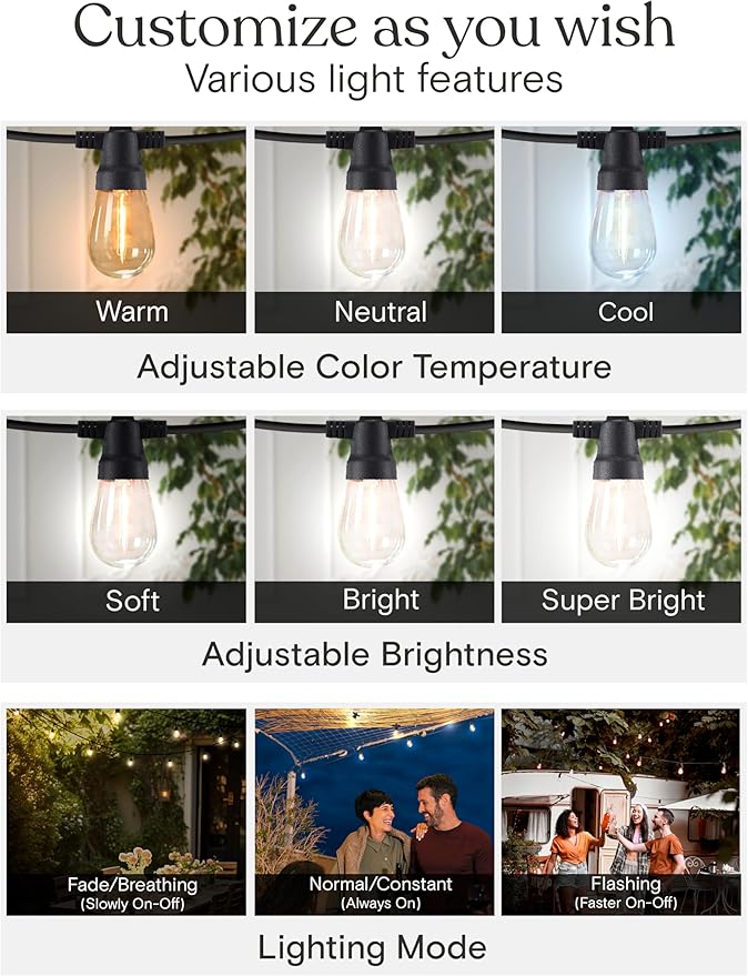 Brightech 104 FT Ambience Pro Solar Powered Outdoor LED String Lights - Image 7