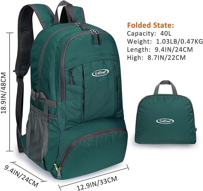 G4Free 40L Lightweight Packable Hiking Backpack, Waterproof Travel Daypack - Image 4