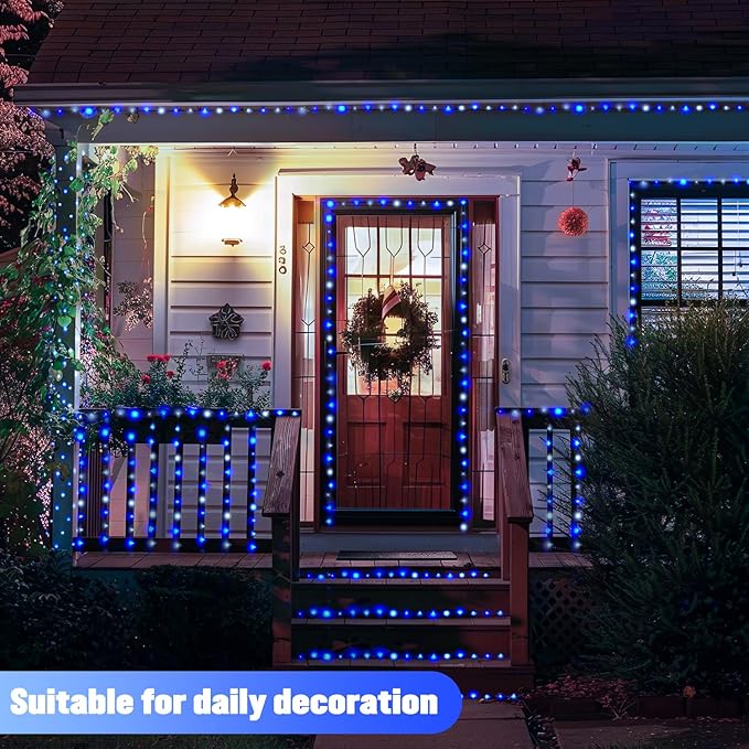 JMEXSUSS 2 Pack Blue and White Solar Christmas Lights, Each 33FT 100 LED Solar - Image 3