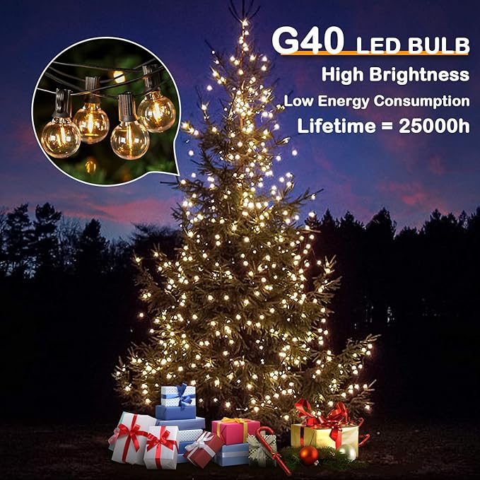VerRon 50FT LED G40 Globe String Lights, Shatterproof Outdoor Patio String - Image 5