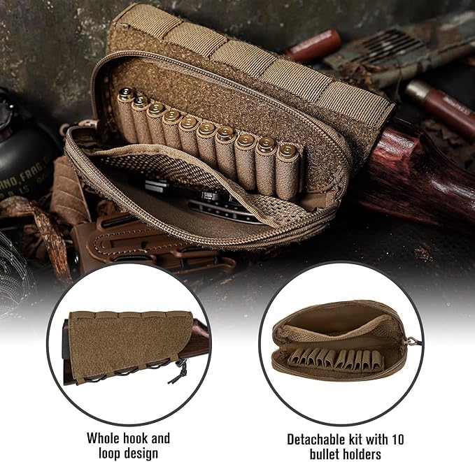 PETAC GEAR Tactical Buttstock Rifle Stock Pack/Adjustable Shell Holder Cheek - Image 5