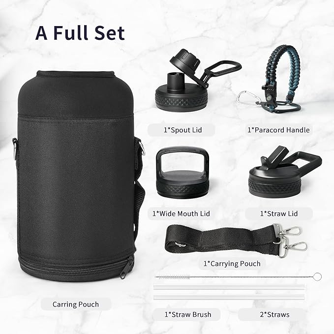 Trebo Water Bottle 64oz with Paracord Handle, Half Gallon Large Vacuum Triple - Image 8