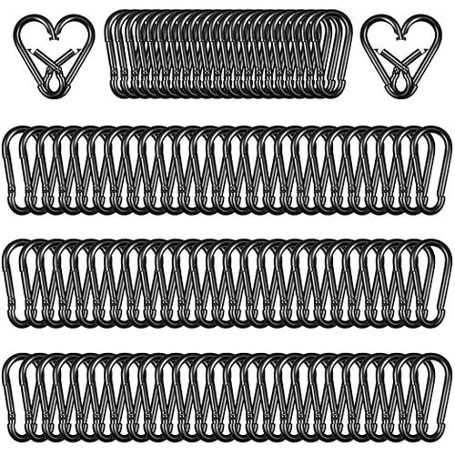 100 Pack 1.57" Heavy Duty Carabiner Clips, M4 Black Galvanized Steel Spring by SEUNGCH