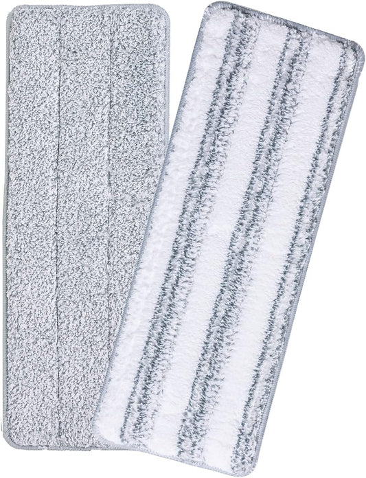 Oshang Flat Mop Head Refill, 13" X 4.9" Flat Mop Pads, Microfiber Mop Pads Flat Mop Replacement Heads (White and Grey)