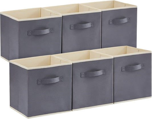 Lifewit Collapsible Fabric Storage Cubes Bins Set 13 Inch, Foldable Cubby Organizers Boxes, 6 Pack Organizing Baskets for Shelf, Closet, Utility Room, Storage Room, 36L Gray