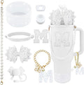 9PCS White for Stanley Cup Accessories Set Bling Initials Bow Charms for by Unknown