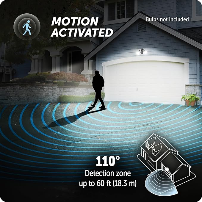 GLOBE Electric 240W Twin Head Motion Sensor Security Flood Light, 110° Detection - Image 3