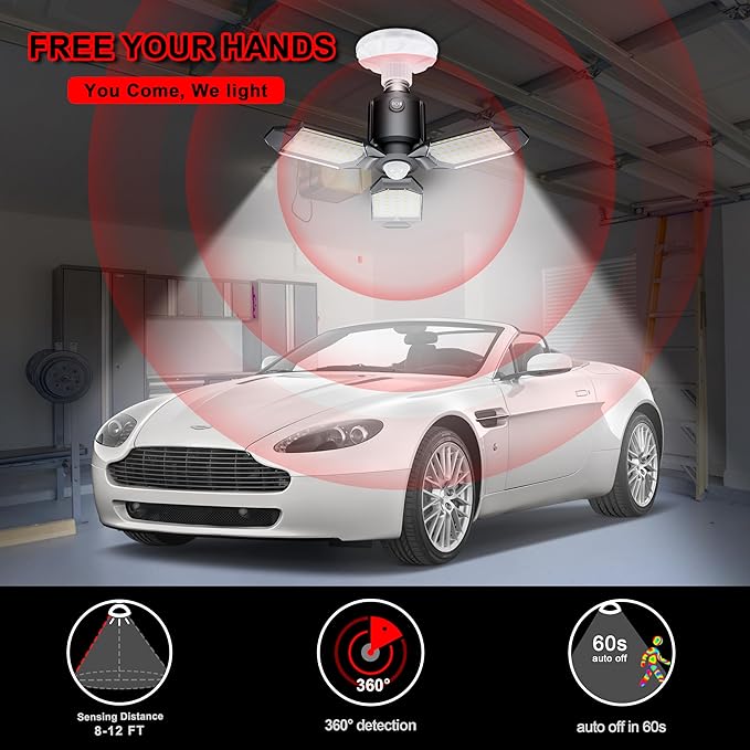 Motion Sensor Garage Light, 80W Garage Lights Ceiling Led Motion Activated - Image 2