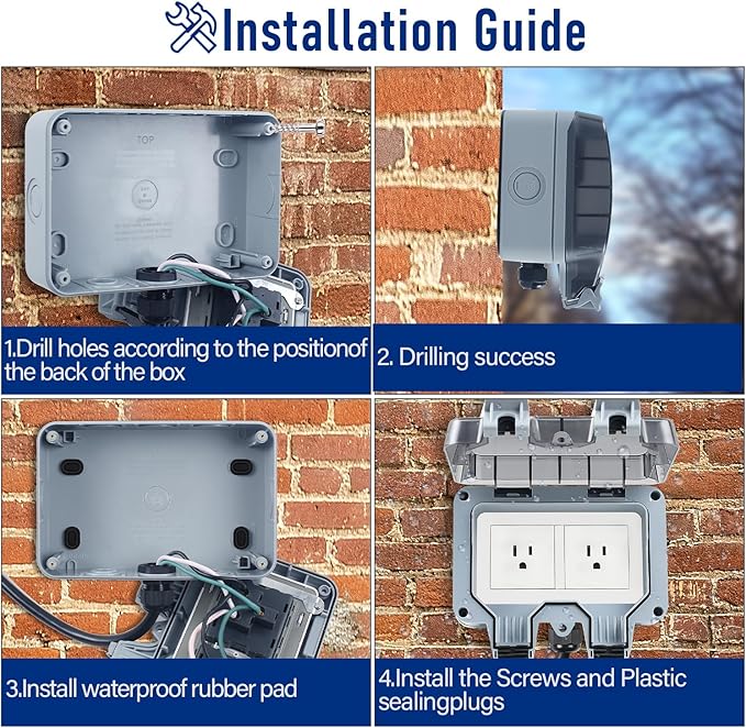 Outdoor Power Outlet Box with 16.4Ft Extension Cord, NEMA 5-15R, STW 14 AWG - Image 6