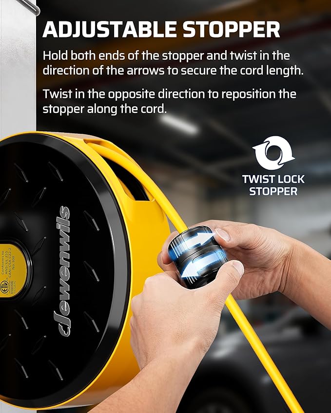 DEWENWILS 30FT Retractable Extension Cord Reel, Ceiling/Wall Mount 14/3 SJTW - Image 6