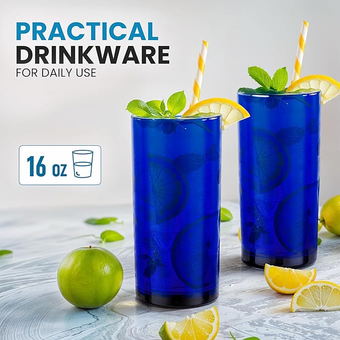 Zulay Kitchen Plastic Drinking Glasses – 16oz Acrylic Shatterproof Water Cups - Image 3