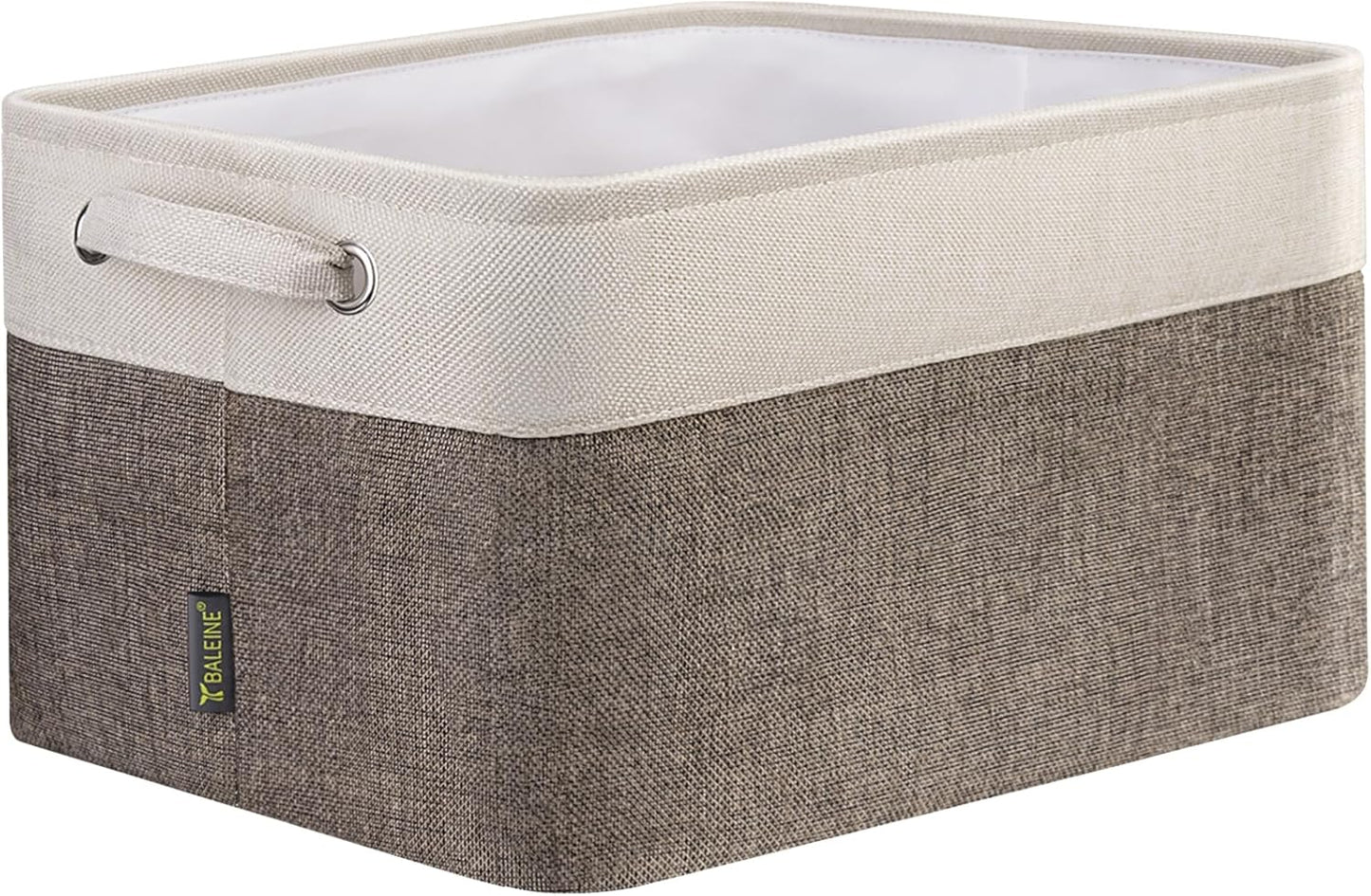BALEINE 1 Pack Fabric Storage Bins for Shelves, Linen Storage Baskets for Organizing, Decorative Closet Bins for Clothes, Home (Brown, 15''x11''x9.5'')