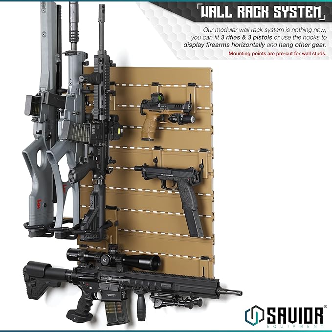 Savior Equipment Wall Rack System Heavy-Duty Steel Tactical Rifle Carbine - Image 2