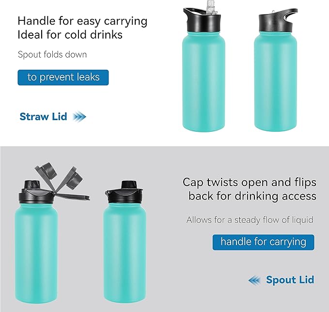 VEGOND 32 oz Insulated Water Bottle Bulk Stainless Steel Metal Water Bottles - Image 5