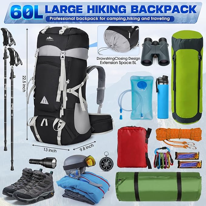IGOLUMON 60L Hiking Backpack Waterproof Camping Backpack - Image 2