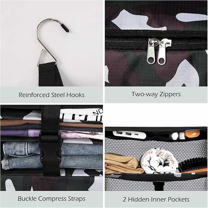 Surblue Hanging Closet Storage Bag Collapsible 3-Shelf Washable Oxford Fabric - Image 5