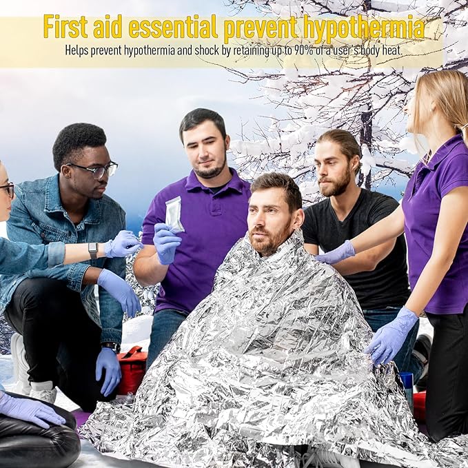 Kanayu 100 Pack Emergency Foil Thermal Blankets - Image 7