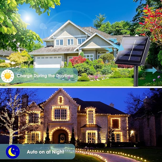 Extra-Long Solar String Lights for Outside, 4 Pack 400LED Solar Fairy Lights - Image 3