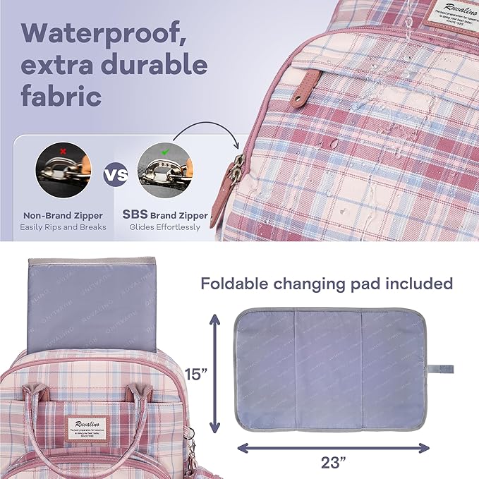 RUVALINO Diaper Bag Backpack, Large Capacity, Waterproof - Image 6