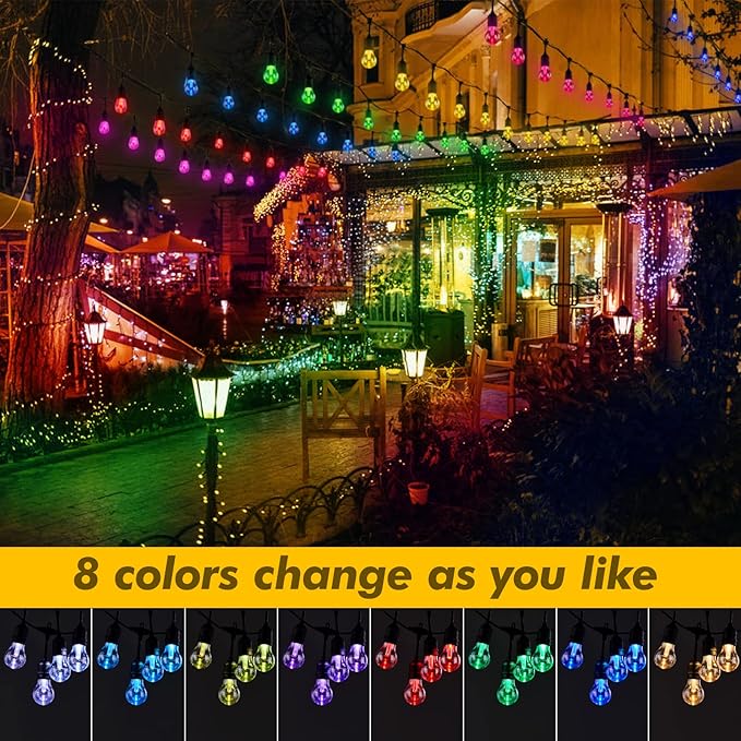Solar Outdoor RGB String Lights, 48FT Dimmable Patio Lights - Image 2