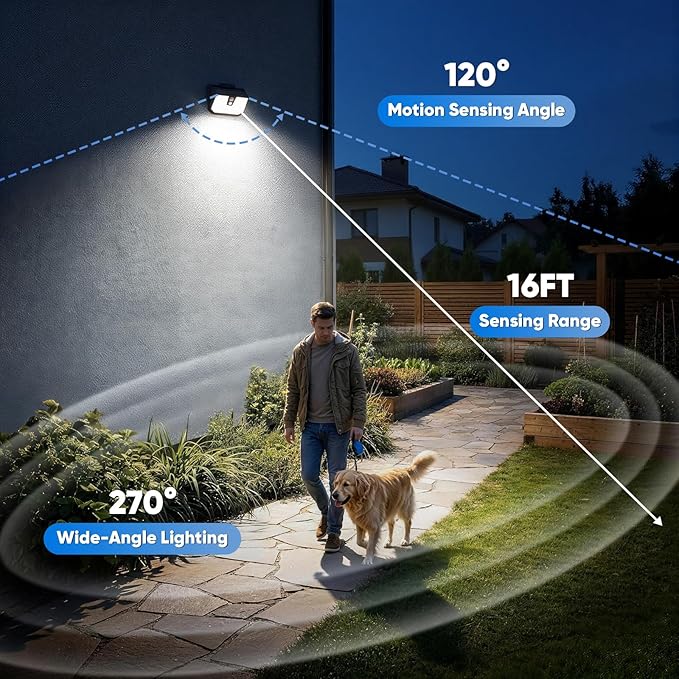 Brightever Motion Sensor Solar Lights Outdoor Waterproof, 6 Packs Super Bright - Image 8