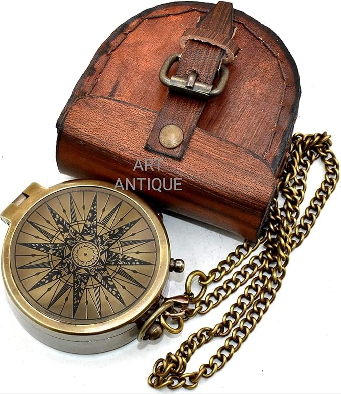 Vintage Brass Pocket Compass - Image 4