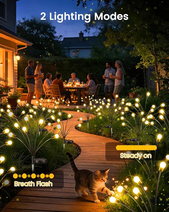 OZS 4 Pack Total 32 LED Solar Garden Lights Fairy Outdoor - Image 2