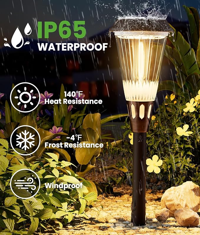 BITPOTT Bright Solar Lights Outdoor 6 Pack, 2-in-1 Warm&Cool Solar Pathway - Image 5
