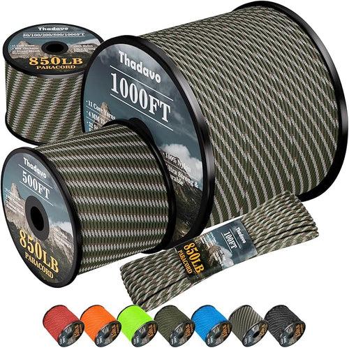 850Ib Reflective Paracord Rope, 50/100/200/500/1000ft 4MM 11 Strand Parachute by Thadavo