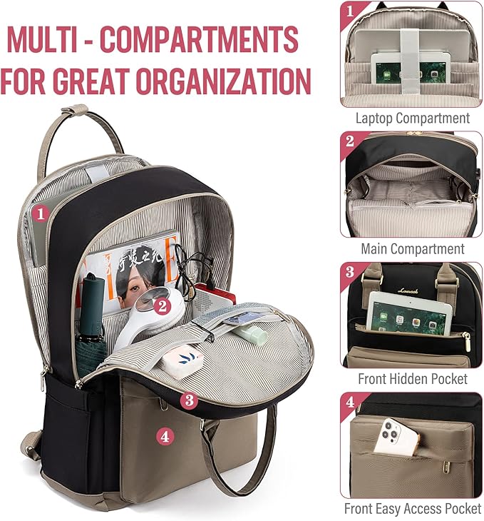 LOVEVOOK Laptop Backpack for Women Men, 17.3 Inch Laptop Bag - Image 2