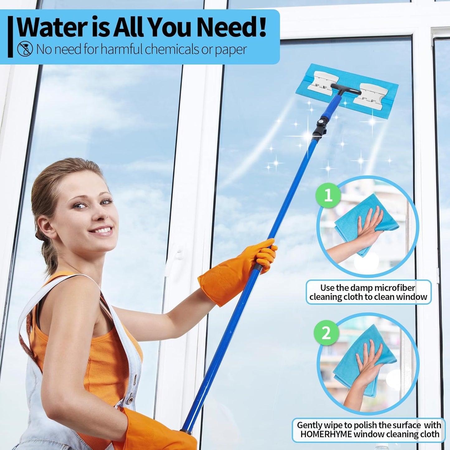 HOMERHYME Microfiber Glass Cleaning Cloth - 10 Pack Polishing Cloths, 16" x 14" Window Cleaning Towel, Streak Free, Lint Free, Great for All Delicate Surface, Glasses, Stainless Steel, Windshield.