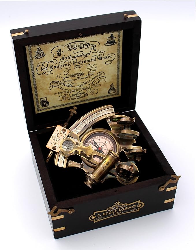 Handmade Astrolabe Brass Sextant inbuild Compass by OceanReplicas