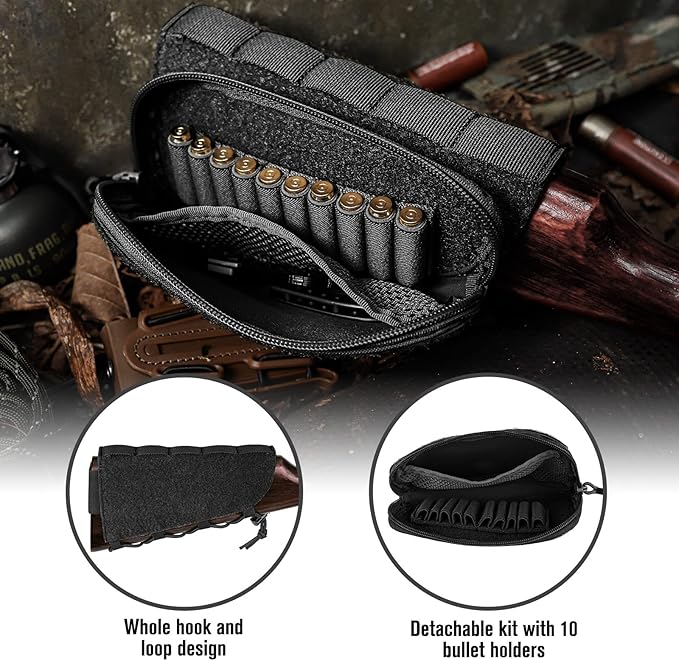 PETAC GEAR Tactical Buttstock Rifle Stock Pack/Adjustable Shell Holder Cheek - Image 4