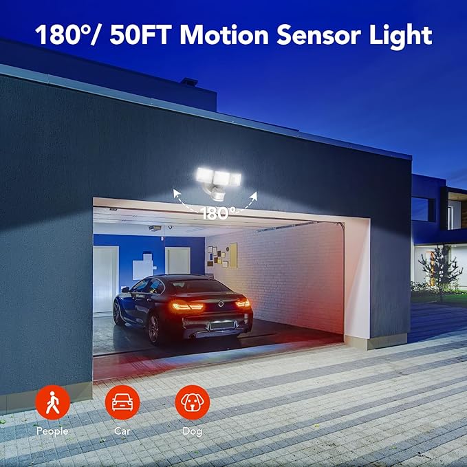 OREiN 4500LM/30W Flood Lights Outdoor, 240°/40FT Motion Sensor Outdoor Lights - Image 3